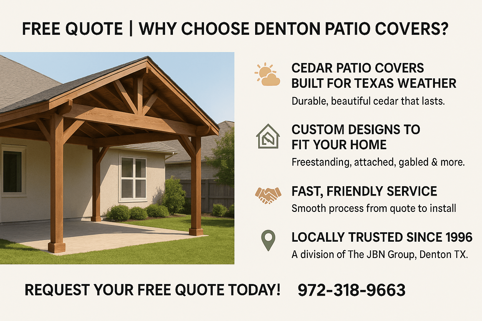 Free Quote Custom Patio Covers Denton TX