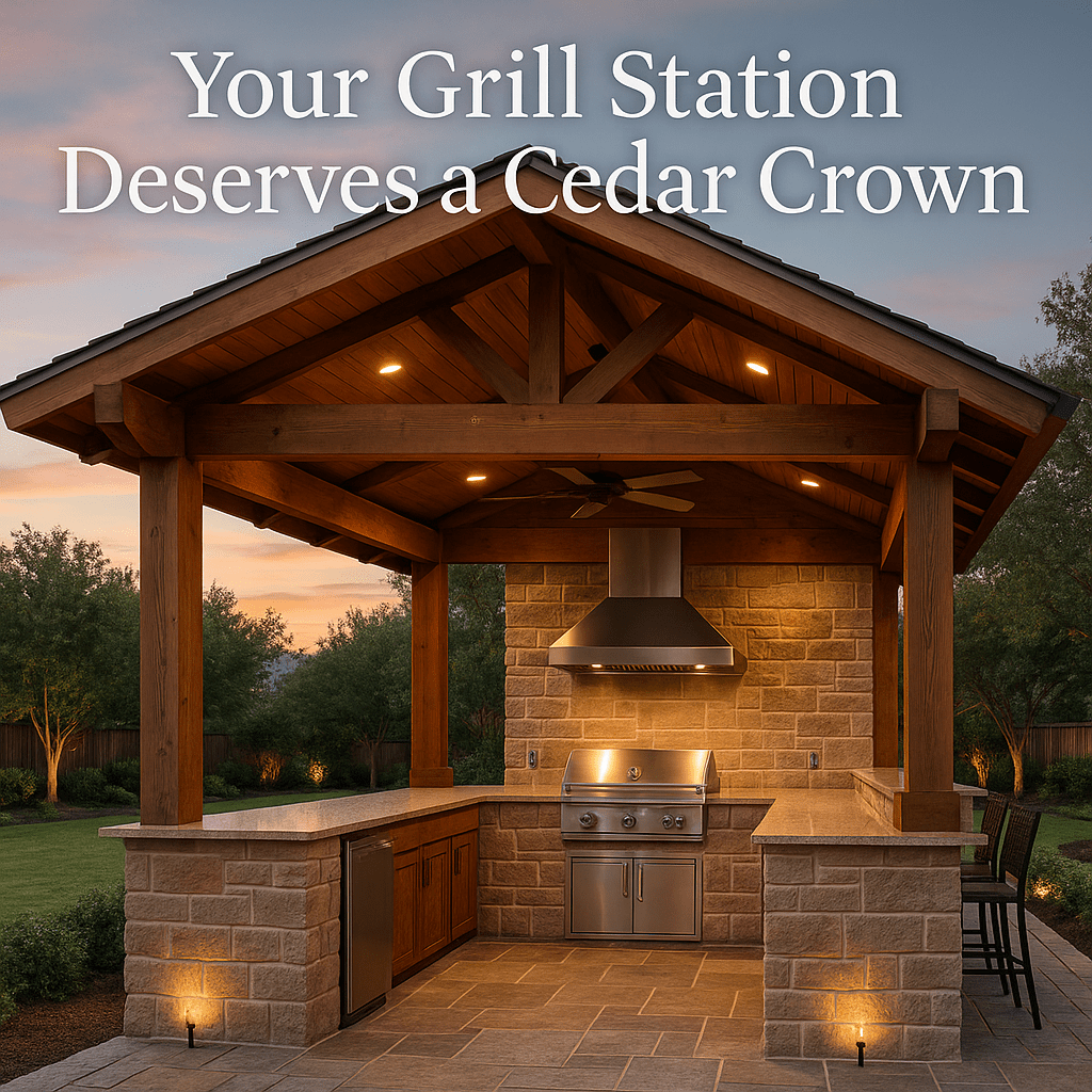 Outdoor Kitchens with Cedar Coverings